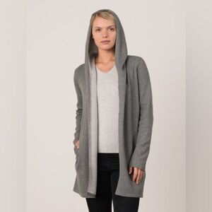 Margaret O’Leary Hooded Open Cardigan jacket oatmeal neutral size small